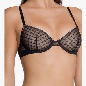 Wolford Black Sheer W Logo Underwire Bra